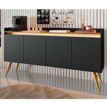 Buffet Aparador 4 Portas Gold Preto/Mel Buffet Aparador 4 Portas Gold Preto/Mel