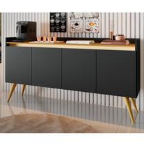 Buffet Aparador 4 Portas Gold Preto/Mel - Moveis Primus