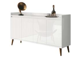 Buffet Aparador 4 Portas Retrô Delux Branco Gloss MoveisAqui