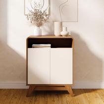 Buffet Aparador 65cm 2 Portas Orgânico Marlo Nature/Off Z56 - Mpozenato