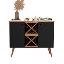 Buffet Aparador Adega Elegance 2 Portas Sala Preto Nature