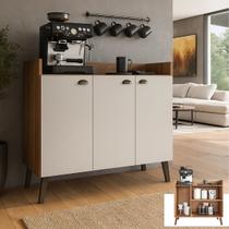 Buffet Aparador Ayla Amadeirado 3 Portas Sala de Jantar Luxo Moderno Cantinho Café
