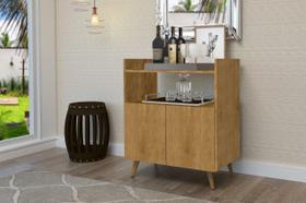 Buffet / Aparador / Bancada SUI Estilo Retrô Com Pés em madeira 2 Portas Com Prateleira e Nicho Para Objetos Cor Nature Buffet / Aparador / Bancada SUI Estilo Retrô Com Pés em madeira 2 Portas Com Prateleira e Nicho Para Objetos Cor Nature