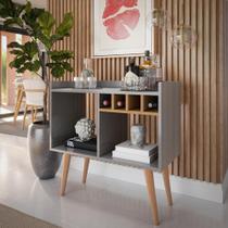 Buffet Aparador Bar Elegante e Cantinho do Café em um Só Móvel - Cinza/Nature