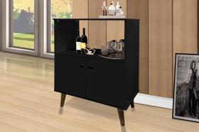 Buffet / Aparador CAN 2 Portas Estilo Retrô Com pés em Madeira Cor Preto Buffet / Aparador CAN 2 Portas Estilo Retrô Com pés em Madeira Cor Preto