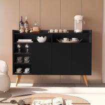 Buffet Aparador Celta Preto com Portas e Espaço Decorativo para Sala Moderna Buffet Aparador Celta Preto com Portas e Espaço Decorativo para Sala Moderna