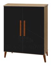Buffet Aparador Colombia 2 Portas Balcão Retrô Preto Amêndoa