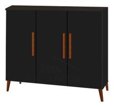 Buffet Aparador Colombia 3 Portas Balcão Retrô Preto Fosco