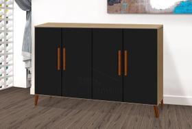 Buffet Aparador Colombia 4 Portas 1.22m Retrô Preto Amêndoa