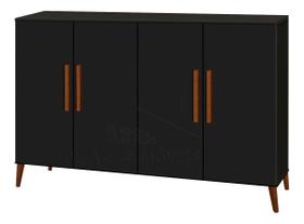 Buffet Aparador Colombia 4 Portas 1.22m Retrô Preto Black