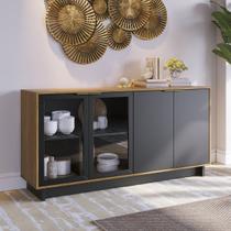 Buffet Aparador com 4 Portas 160x83cm Vitória Preto Noce