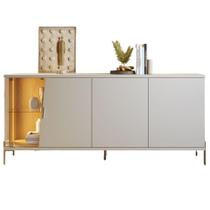 Buffet Aparador Com Led 4 Portas 173 cm Sena Pes Metal CLB Buffet Aparador Com Led 4 Portas 173 cm Sena Pes Metal CLB
