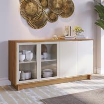 Buffet Aparador com Porta de Vidro 160x83cm Vitória Freijó Off White Buffet Aparador com Porta de Vidro 160x83cm Vitória Freijó Off White