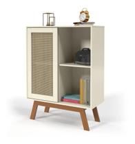 Buffet Aparador Com Rattan e Pés de Madeira 100 MDF