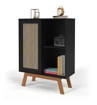 Buffet Aparador Com Rattan e Pés de Madeira 100 MDF