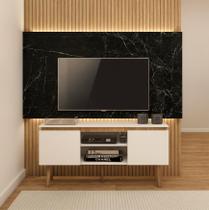 Buffet Aparador Compacto Branco E Amadeirado Moderno Branco TV Elegante Chique Luxo Luxuoso