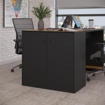Buffet Aparador Compacto Com 2 Portas 77cm Escritório Tech - Preto E Cedro Buffet Aparador Compacto Com 2 Portas 77cm Escritório Tech - Preto E Cedro