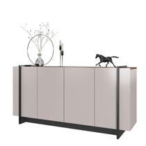 Buffet Aparador Copacabana para Sala de Estar Jantar Recepção Off White/ Nogueira/ Preto - Colibri Buffet Aparador Copacabana para Sala de Estar Jantar Recepção Off White/ Nogueira/ Preto - Colibri