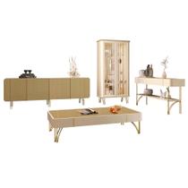 Buffet Aparador Cristaleira e Mesa Centro Agnes Off/Champanhe H01 - Mpozenato