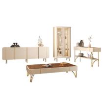 Buffet Aparador Cristaleira e Mesa de Centro Agnes Off/Castanho H01 - Mpozenato