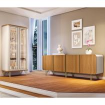 Buffet Aparador Cristaleira e Mesa de Centro Ester Off/Cinamomo - HB Móveis