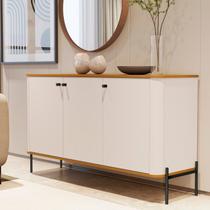 Buffet Aparador Curvo 3 Portas Pés e Puxadores em Metal 131cm Tucupí