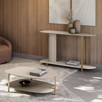 Buffet Aparador e Mesa de Centro Orgânico Pés Metálicos Alison Off White L04 - D Rossi