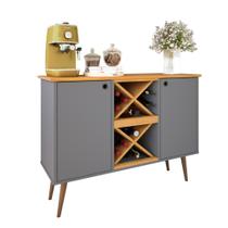 Buffet Aparador Elegance Bar Drink Adega com 2 Portas Nichos 4 Pés em Madeira Pés Palitos Espaço para Garrafas para Sala Cantinho do Café