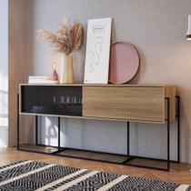 Buffet Aparador Industrial Retrô 2 Portas de Correr Madeira/Aço 188cm York Bege/Hanover/Preto Buffet Aparador Industrial Retrô 2 Portas de Correr Madeira/Aço 188cm York Bege/Hanover/Preto