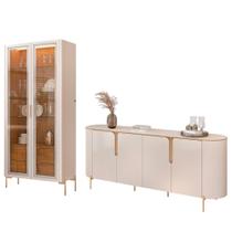 Buffet Aparador Lena e Cristaleira Com LED Amelia Freijó/Off - Mpozenato