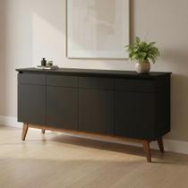 Buffet Aparador Mazza 4 Portas Preto