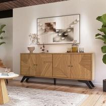 Buffet Aparador MDF 180cm 4 Portas Freijó/Preto Fosco Buffet Aparador MDF 180cm 4 Portas Freijó/Preto Fosco