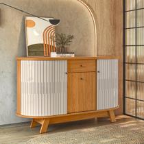 Buffet Aparador Monza 3 Portas 1 Gaveta Pés Retrô - Cinamomo/Off White Madetec