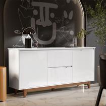 Buffet Aparador para Sala de Jantar 2 Portas 1 Gaveta Base em Madeira Maciça Flow - Branco