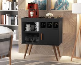 Buffet Aparador Paris Bar Drink com 1 Porta Nichos 4 Pés em Madeira Pés Palitos Espaço para até 3 Garrafa para Sala Cantinho do Café Preto Buffet Aparador Paris Bar Drink com 1 Porta Nichos 4 Pés em Madeira Pés Palitos Espaço para até 3 Garrafa para Sala Cantinho do Café Preto