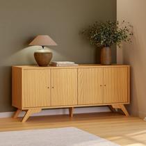 Buffet Aparador Retrô 4 Portas Lisa 100% MDF 180cm Marrom Carvalho Rose Buffet Aparador Retrô 4 Portas Lisa 100% MDF 180cm Marrom Carvalho Rose