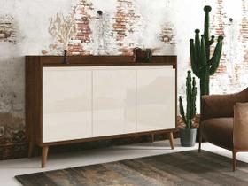 Buffet Aparador Retrô Clássico 3 Portas Malbec com Off White - MoveisAqui