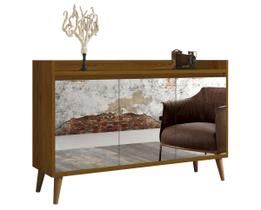 Buffet Aparador Retrô com Espelho Clássico 3 Portas Freijó - MoveisAqui