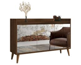 Buffet Aparador Retrô com Espelho Clássico 3 Portas Malbec - MoveisAqui