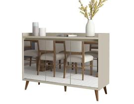 Buffet Aparador Retrô com Espelho Delux 3 Portas Off White - MoveisAqui