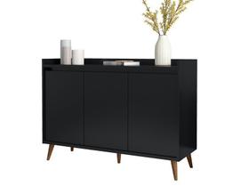 Buffet Aparador Retrô Delux 3 Portas Preto - MoveisAqui