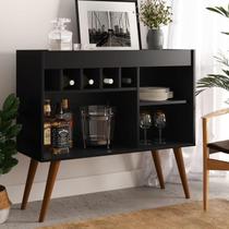 Buffet Aparador Retrô Odin Adega Balcão Cor Preto Black