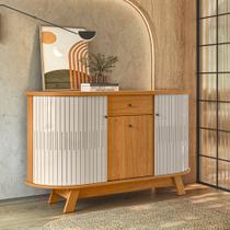 Buffet Aparador Ripado 136 cm com Gaveta Monza Madetec Cor:Cinamomo / Off White Buffet Aparador Ripado 136 cm com Gaveta Monza Madetec Cor:Cinamomo / Off White