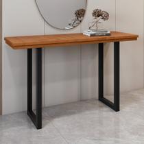 Buffet Aparador Ripado Madeira Maciça e Aço 130cm Itália Marrom/Preto