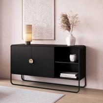 Buffet Aparador Sala Orgânico 135cm 2 Portas e Pés em Metal