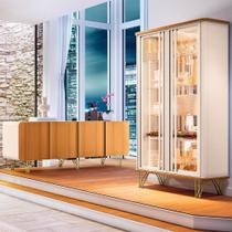 Buffet Aparador Saluti com Cristaleira Évora Off/Cinamomo - HB Móveis