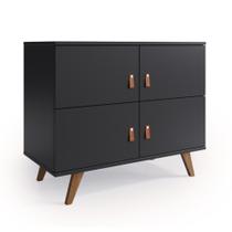 Buffet Aparador Skin Artemobili 4 portas Cor Preto e Garapa