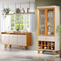 Buffet Aparador Sollare e Cristaleira Ópera Off/Cinamomo - HB Móveis