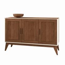 Buffet Aparador SR 3 Portas Modelo Retrô 1.30m Cor Nogueira / Off White Buffet Aparador SR 3 Portas Modelo Retrô 1.30m Cor Nogueira / Off White