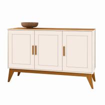 Buffet Aparador SR 3 Portas Modelo Retrô 1.30m Cor Off White / Cedro